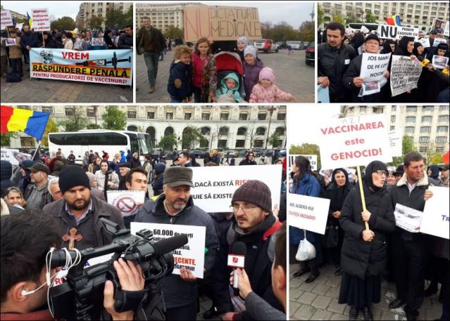 РУМУНИЈА: Велики протест против обавезне вакцинације – Људски ланац око парламента (фото, видео)